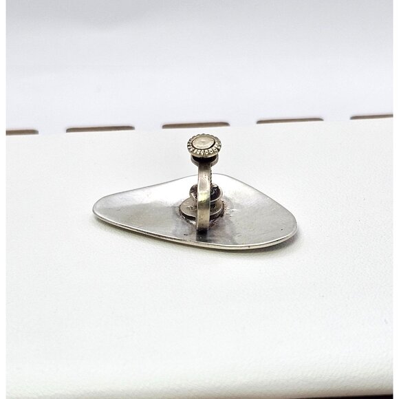 Alpaca Silver Screw Back Earring Abalone Inlay Swordfish Upcycle Craft - Picture 9 of 15